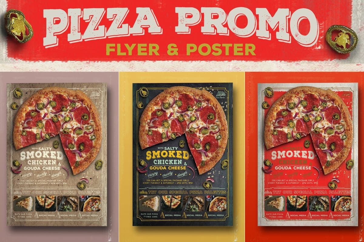 披萨广告促销海报传单设计 Pizza Promo Flyer插图
