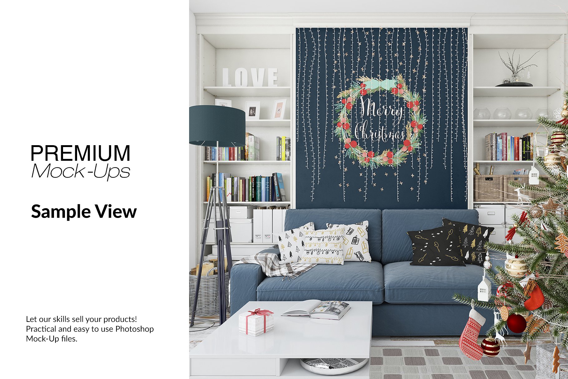 圣诞节客厅装饰展示样机套装 Christmas Living Room Set [psd,jpg]插图(11)