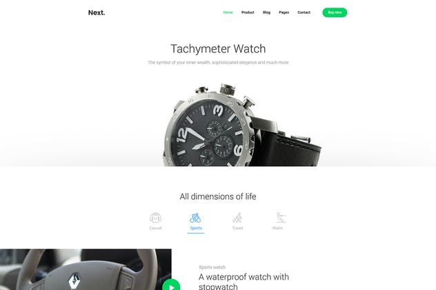 电商热门单品页面PSD模板 Wrist Watch Single Product eCommerce PSD Template插图(1)