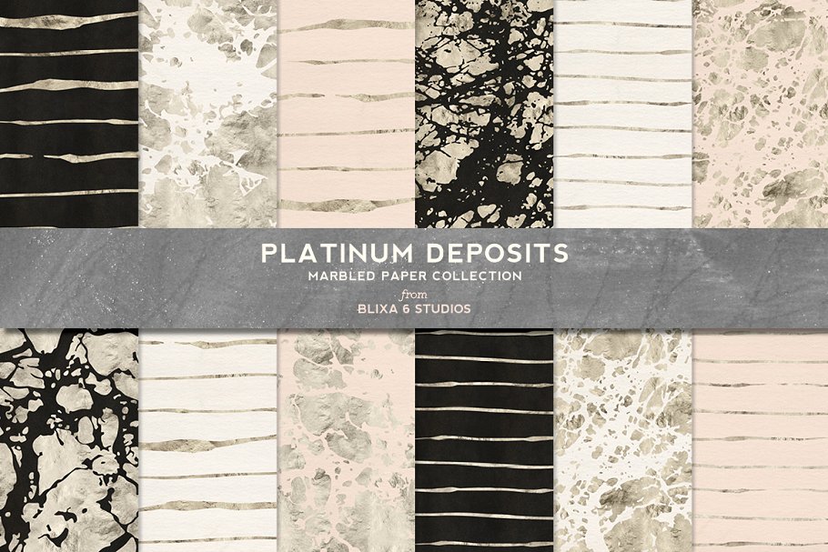 大理石铂金等奢华图案纹理 Platinum Deposits Marbled Gold Paper插图