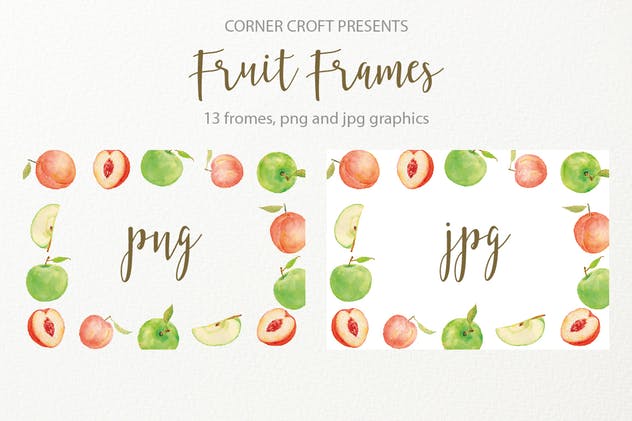水果水彩手绘装饰框架插画素材 Watercolor fruit frame插图(2)
