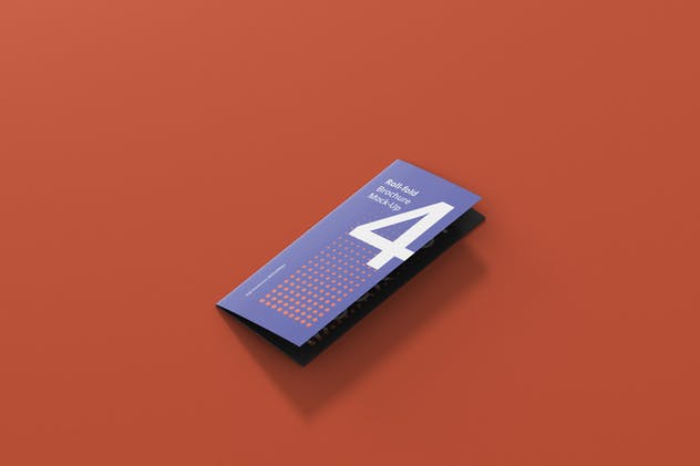 四折页迷你DL传单小册子样机模板 Roll-Fold Brochure Mockup – DL DIN Lang插图3