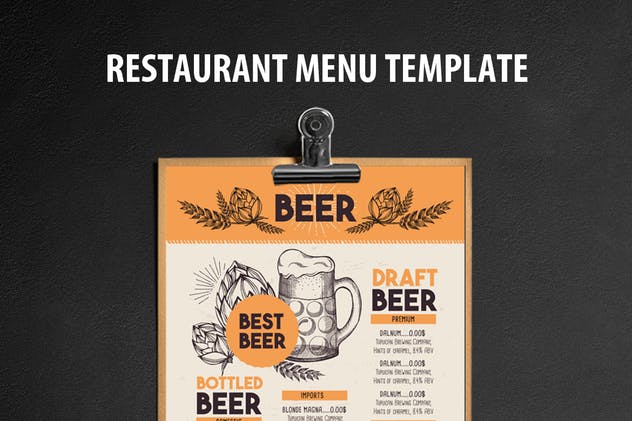 酒吧吧台菜单设计模板素材 Alcohol Bar Menu Template插图(1)