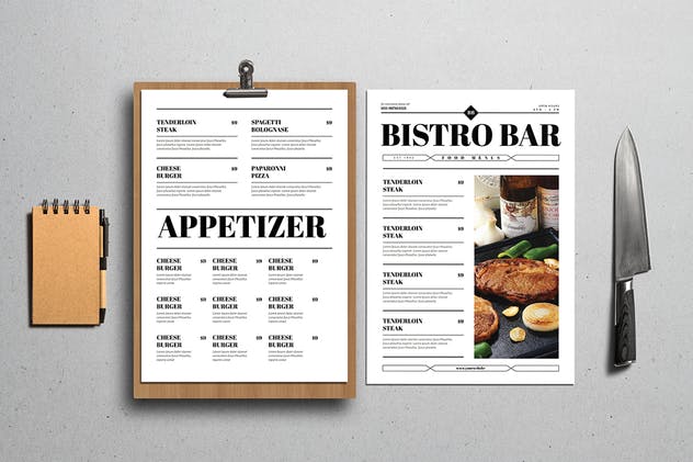 新闻报纸版式设计菜单设计模板 Newspaper Style Food Menus插图(3)