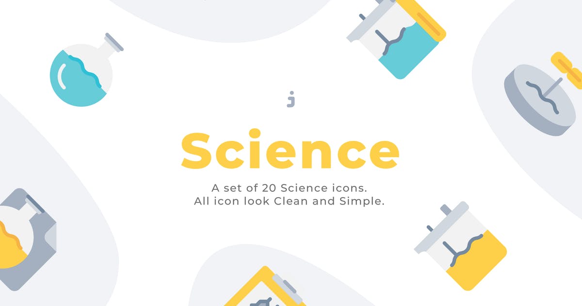 20枚自然科学主题扁平化矢量图标素材 20 Science icons – Flat插图