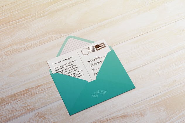 A6明信片/信封/邀请函/传单样机 A6 Postcard & Envelope / Invitation / Flyer MockUp插图(5)