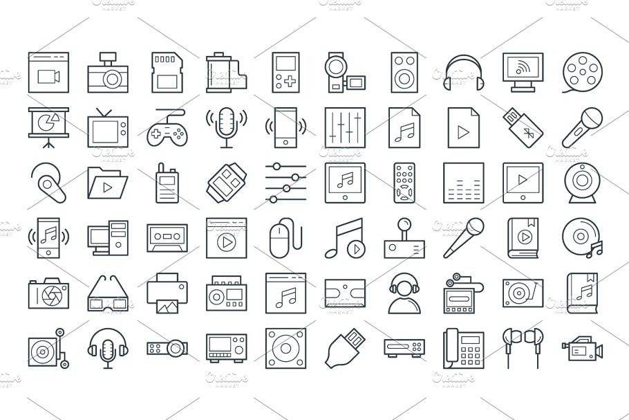 125+多媒体主题矢量图标 125+ Multimedia Vector Icons插图(2)