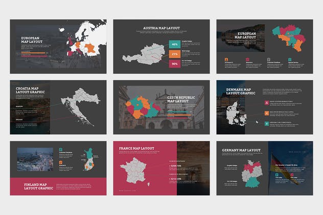 欧洲地区矢量地图PPT幻灯片模板素材 Eurove : Europe Region Vector Map Powerpoint插图4