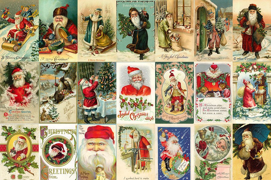 复古维多利亚时代圣诞老人插画素材 Vintage Victorian Santa Graphics插图(1)
