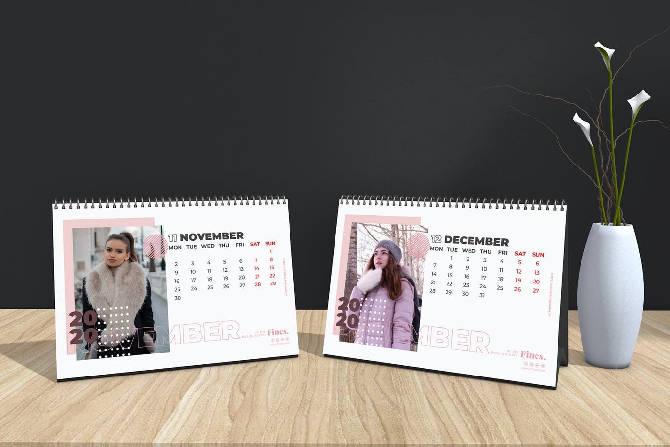 2020年时尚活页台历设计模板 Fines – Fashion Table Calendar 2020插图7