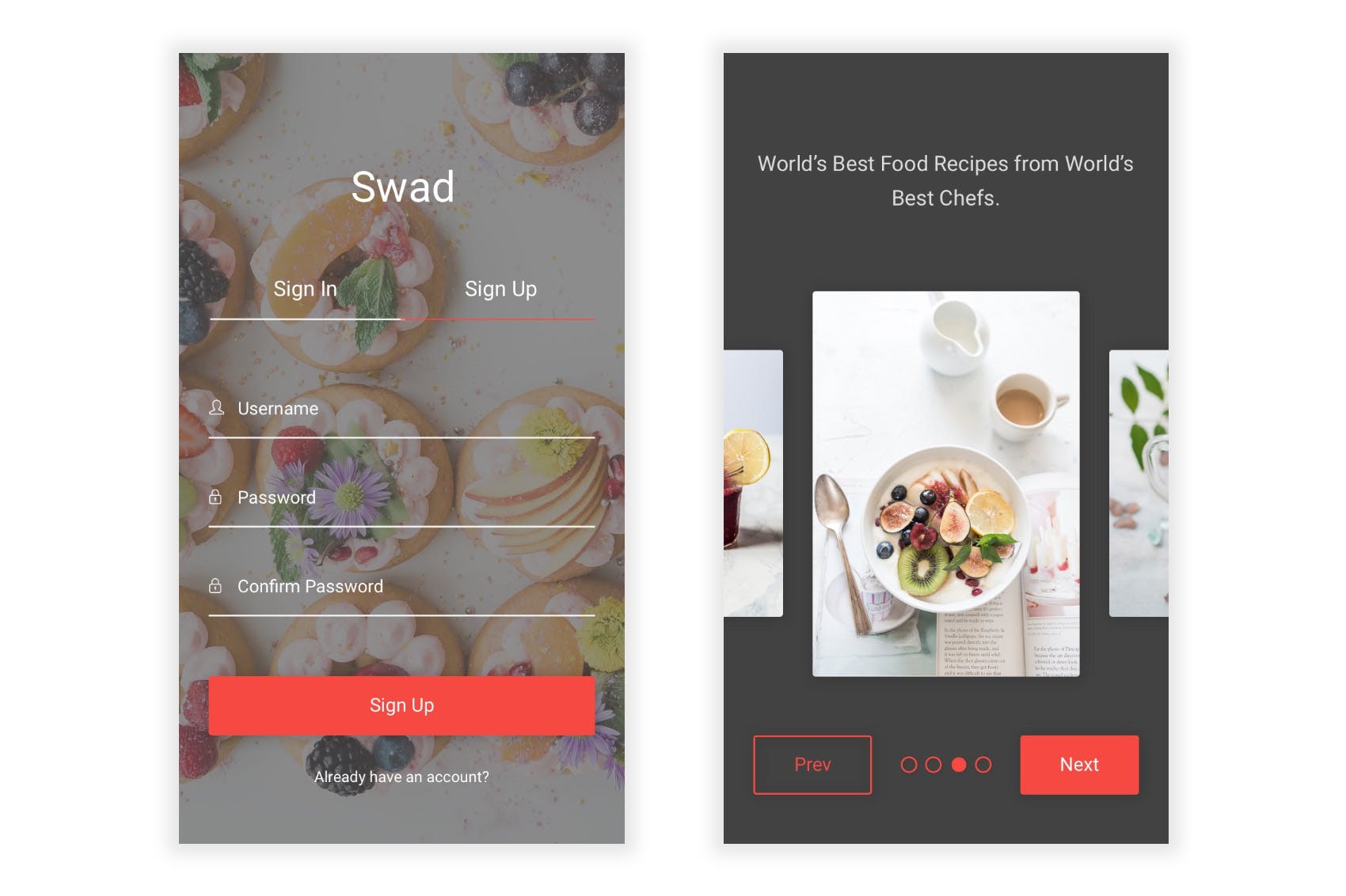 美食食谱APP应用UI界面设计Figma模板 Swad – Food & Recipe Figma UI Kit插图(2)