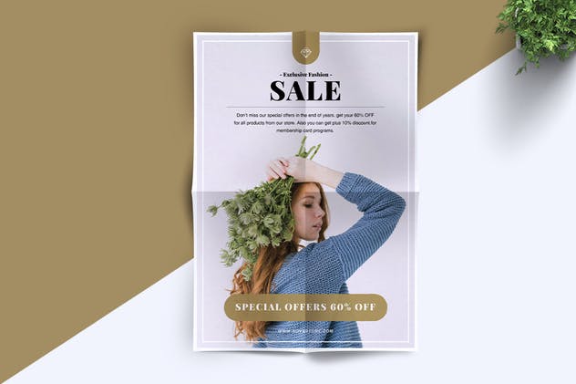 简约风时尚品牌促销活动广告海报传单设计模板 Minimal Fashion Sale Flyer插图(3)