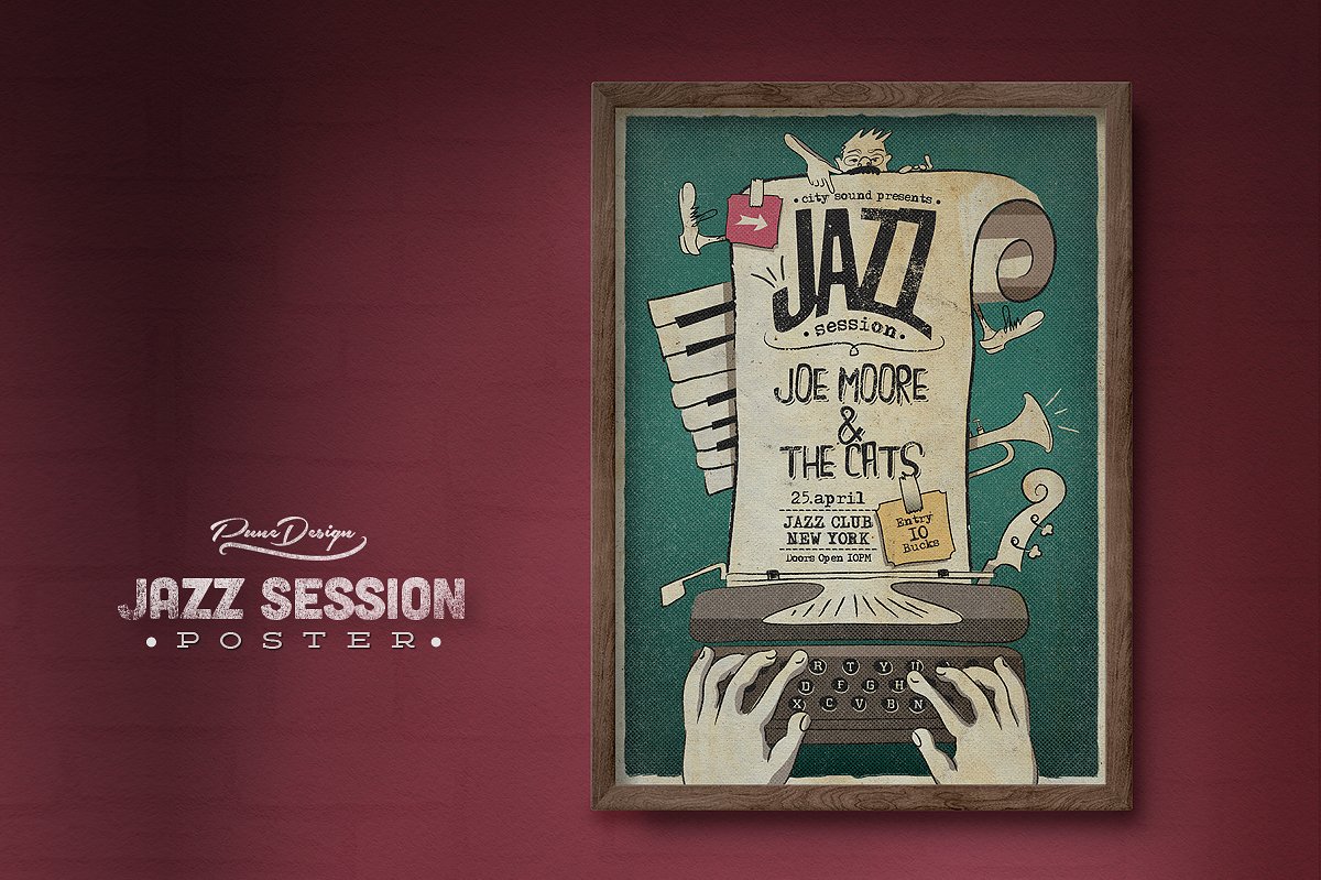 爵士音乐活动海报模板 Jazz Session – Poster插图