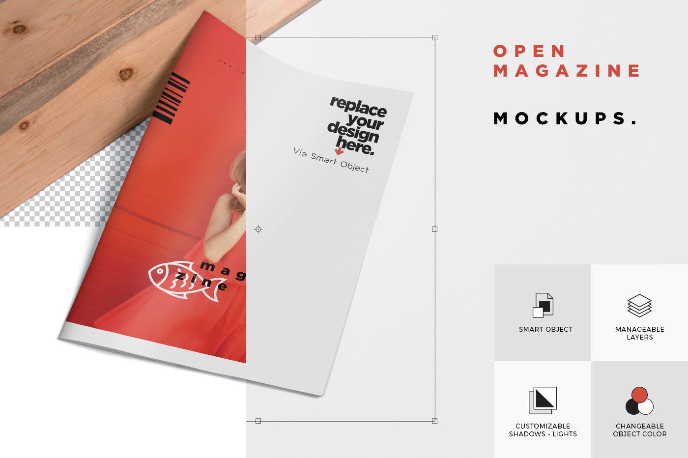 杂志广告图片设计印刷效果图样机 Open Magazine Mockups for Ad Designs插图6