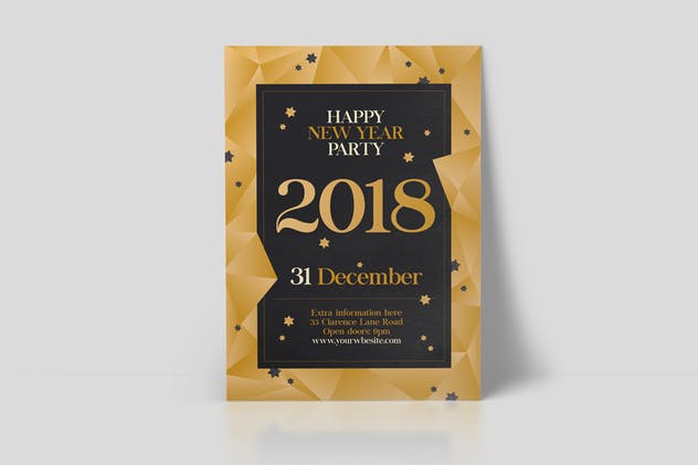 多边形几何图形新年海报设计模板 Happy New Year 2018 Party Flyer插图(4)