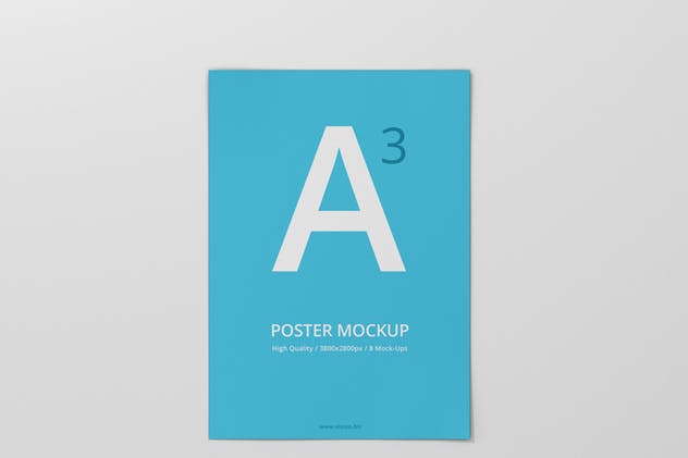 高分辨率带折痕海报样机模板 Poster Mock-Up插图(10)