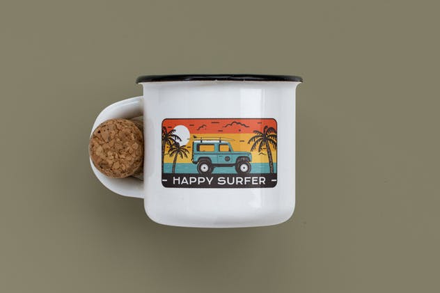 旅行冲浪俱乐部徽标/复古旅行品牌Logo设计模板 Happy Surfer Badge / Vintage Travel Logo插图4