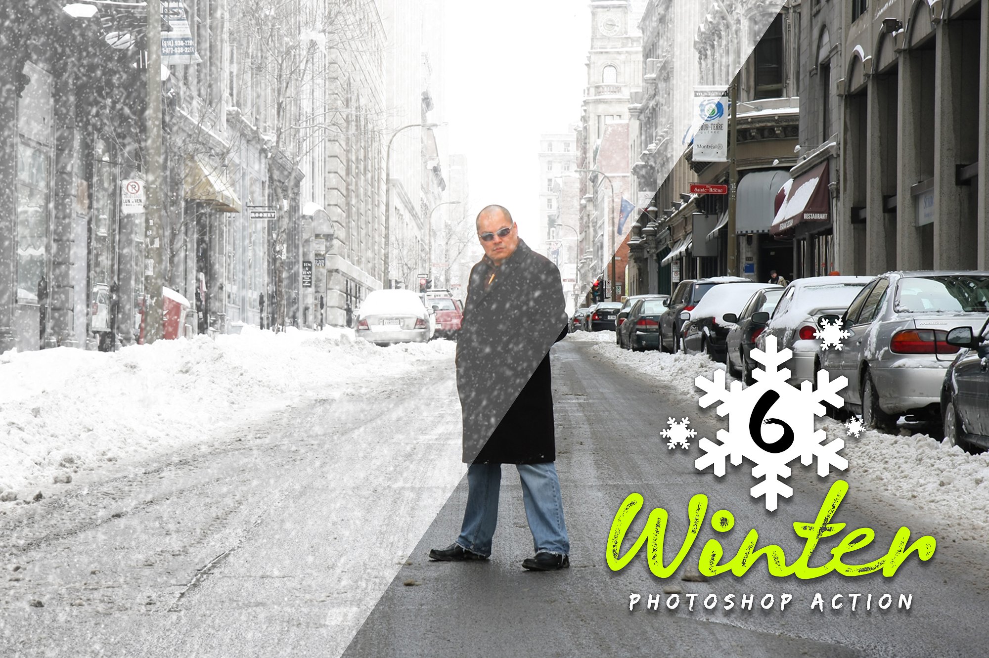 6款冬季雪花效果处理的PS动作 6 Winter Photoshop Action插图2