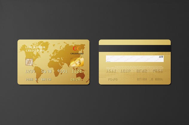 高端亮金风格银行信用卡样机 Golden Credit Card Mockup插图(5)