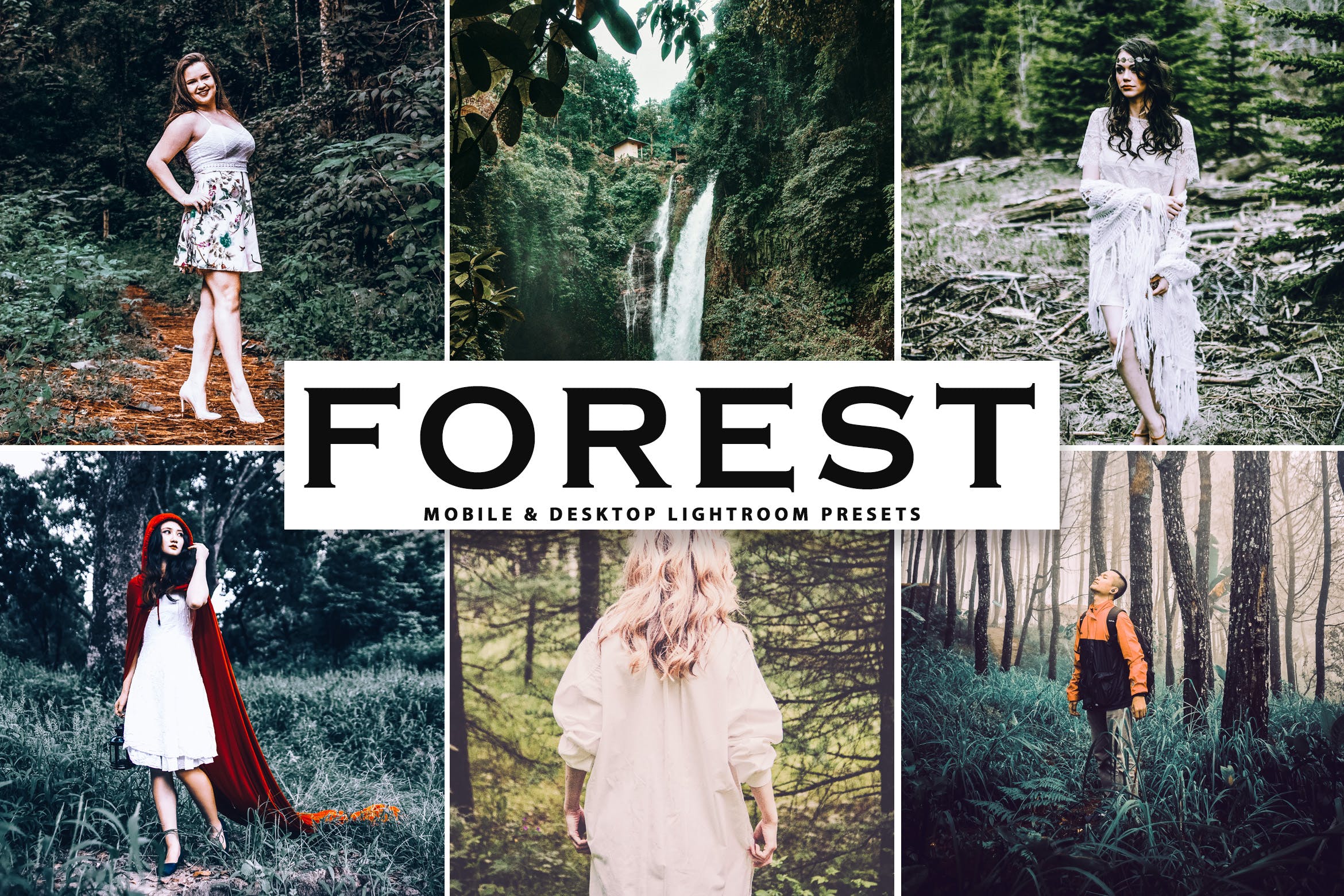 森林背景人像摄影后期处理调色滤镜LR预设 Forest Mobile & Desktop Lightroom Presets插图