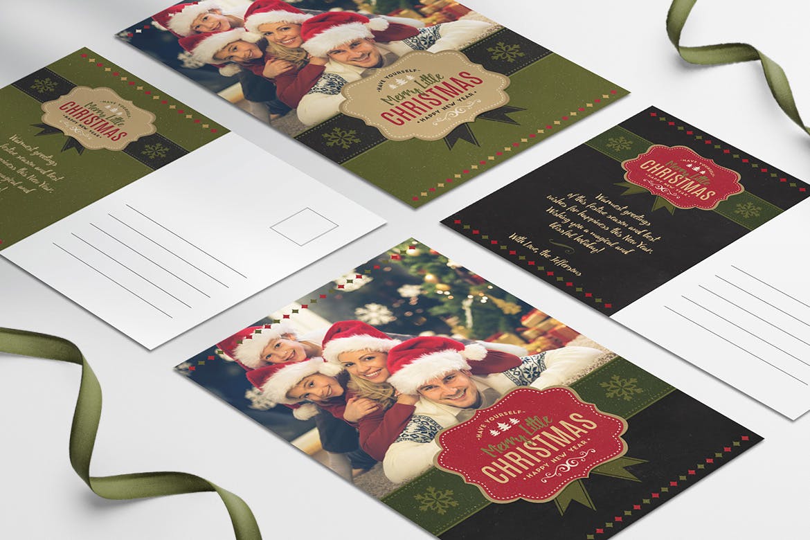 温馨圣诞节主题照片贺卡设计模板 Christmas Greeting Photo Card插图3