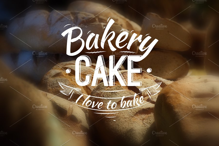 复古手绘面包店烘焙符号设计插画 Bakery characters retro插图(1)