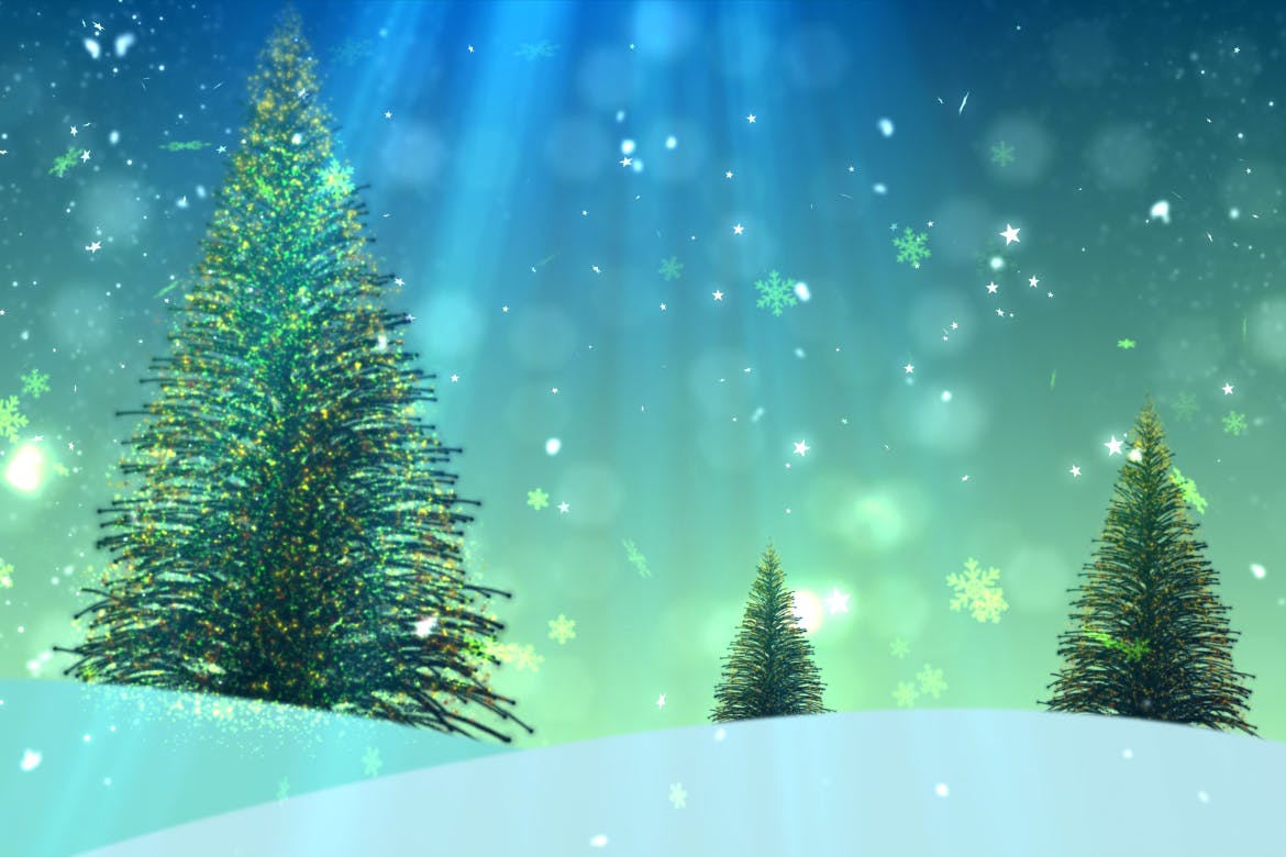 圣光沐浴圣诞树高清背景图片素材3 Christmas Tree 3插图(1)