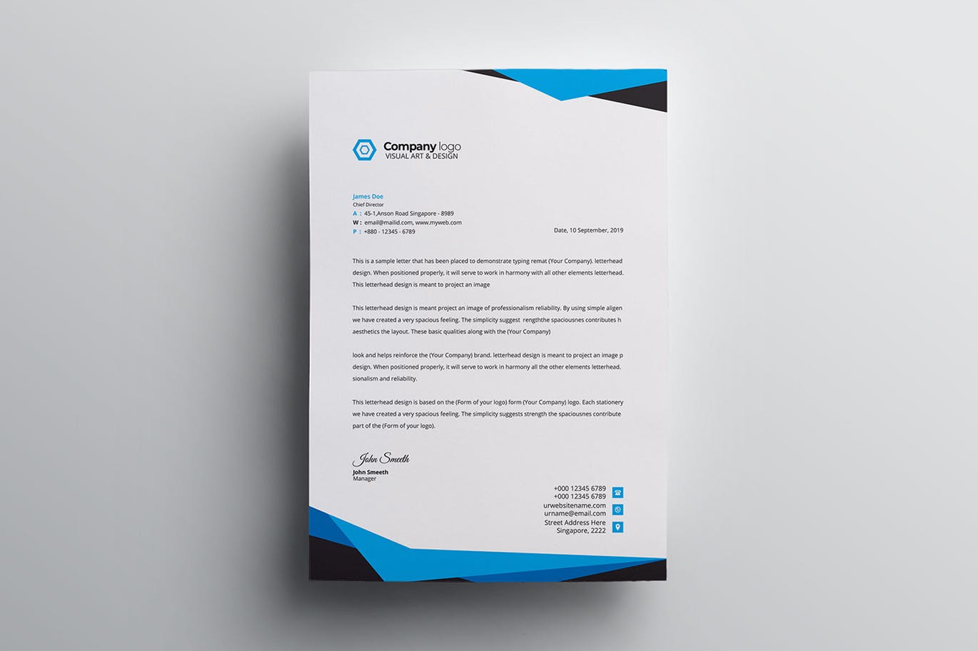 信息科技企业信封设计模板v4 Letterhead插图