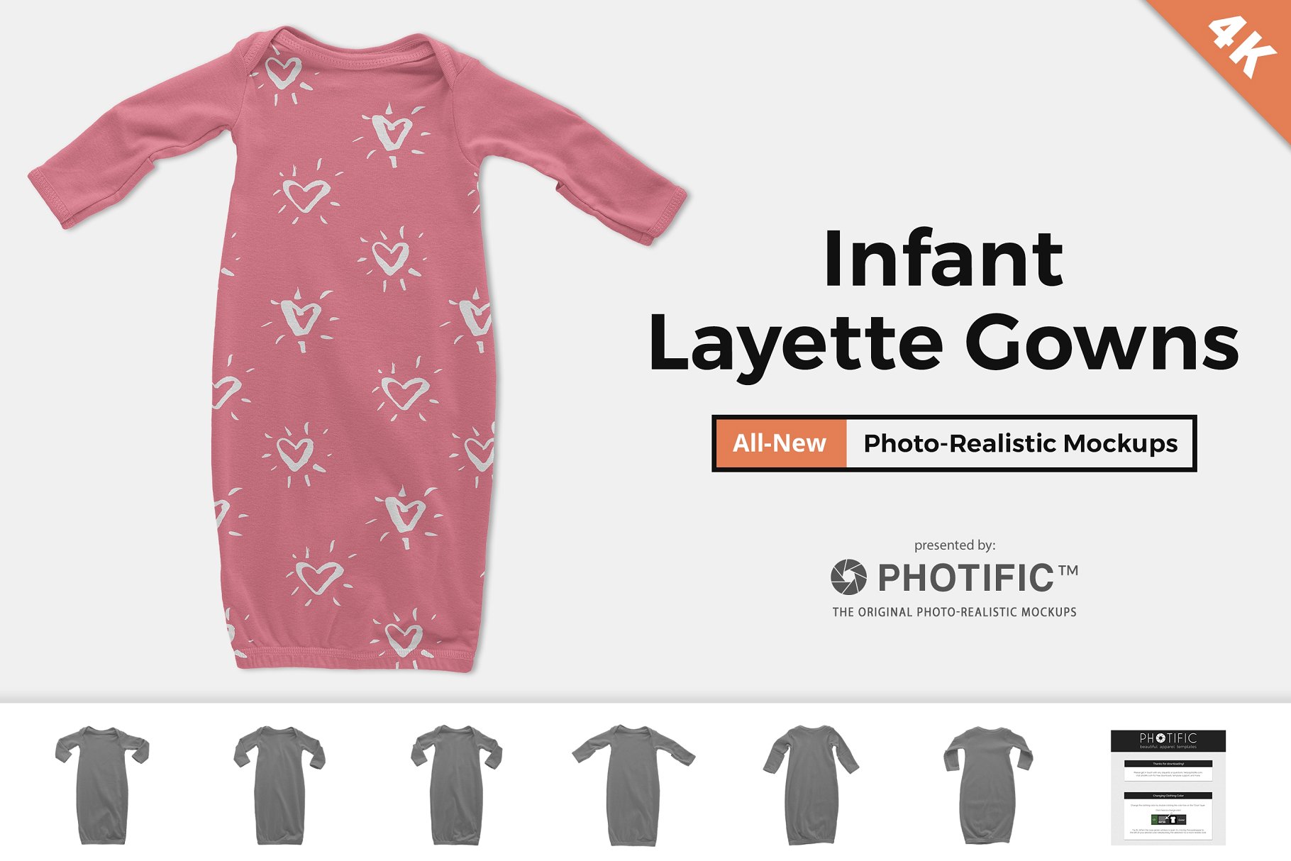 婴儿连体睡衣样机 Infant Layette Gown Mockups插图