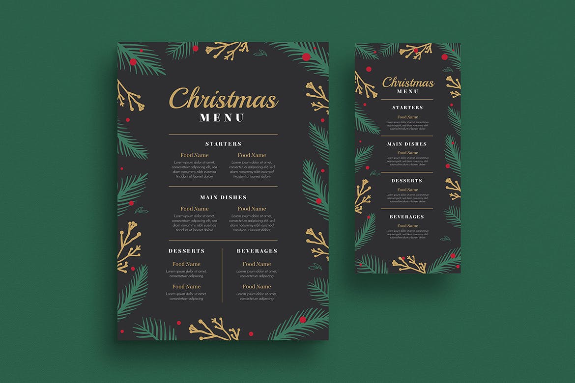 西餐厅圣诞节主题菜单设计模板 Special Christmas Menus插图1