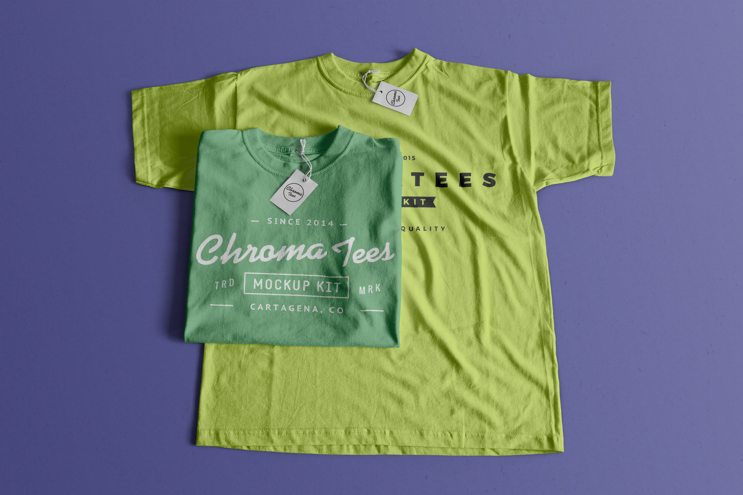 T恤设计折叠&平铺图样机模板02 T-Shirts Mockup 02插图