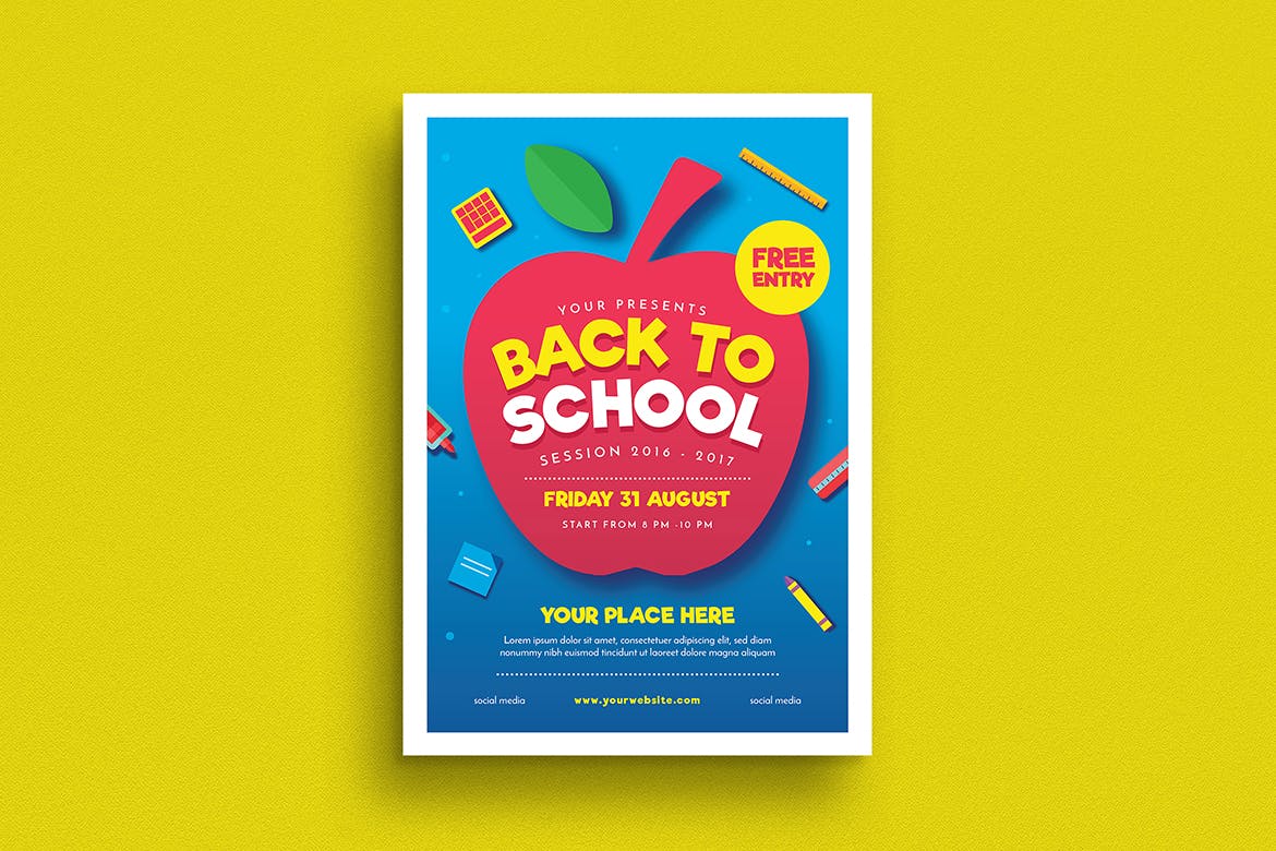 开学季活动海报设计模板 Back to School Event Flyer插图1