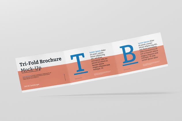 三折页横向多尺寸小册子样机 Tri-Fold Brochure Mockup – Din A4 A5 A6 Landscape插图(4)