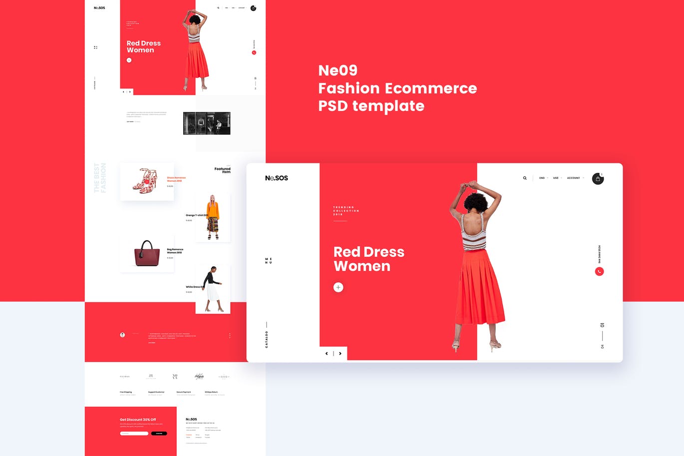 时尚主题电商网站用户交互界面设计PSD模板 Ne09 – Fashion Ecommerce PSD template插图