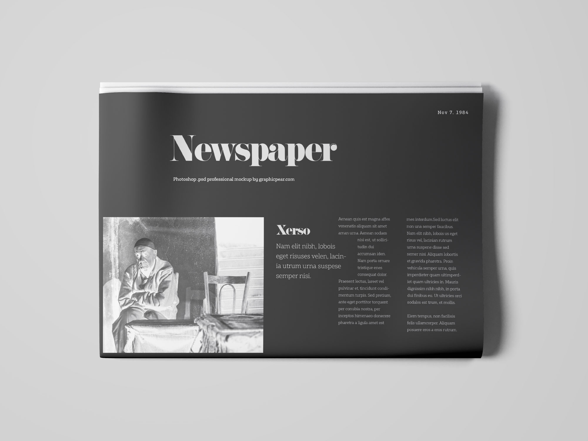 报纸印刷效果图顶视图样机模板 Newspaper Top View Mockup插图(1)