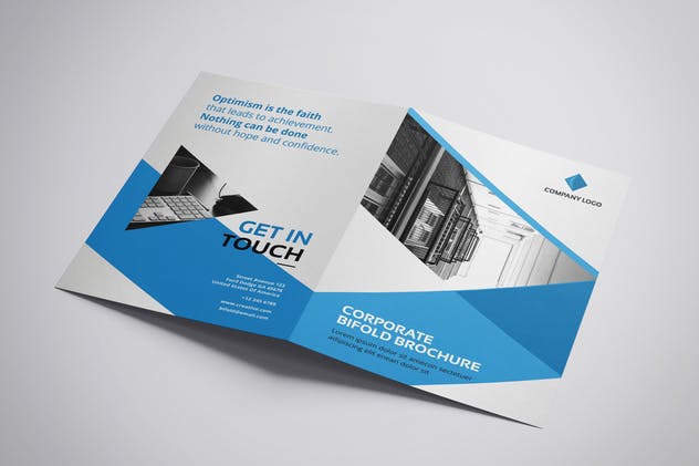 简约蓝色企业宣传双折页小册子设计模板 Corporate – Bifold Brochure插图(4)