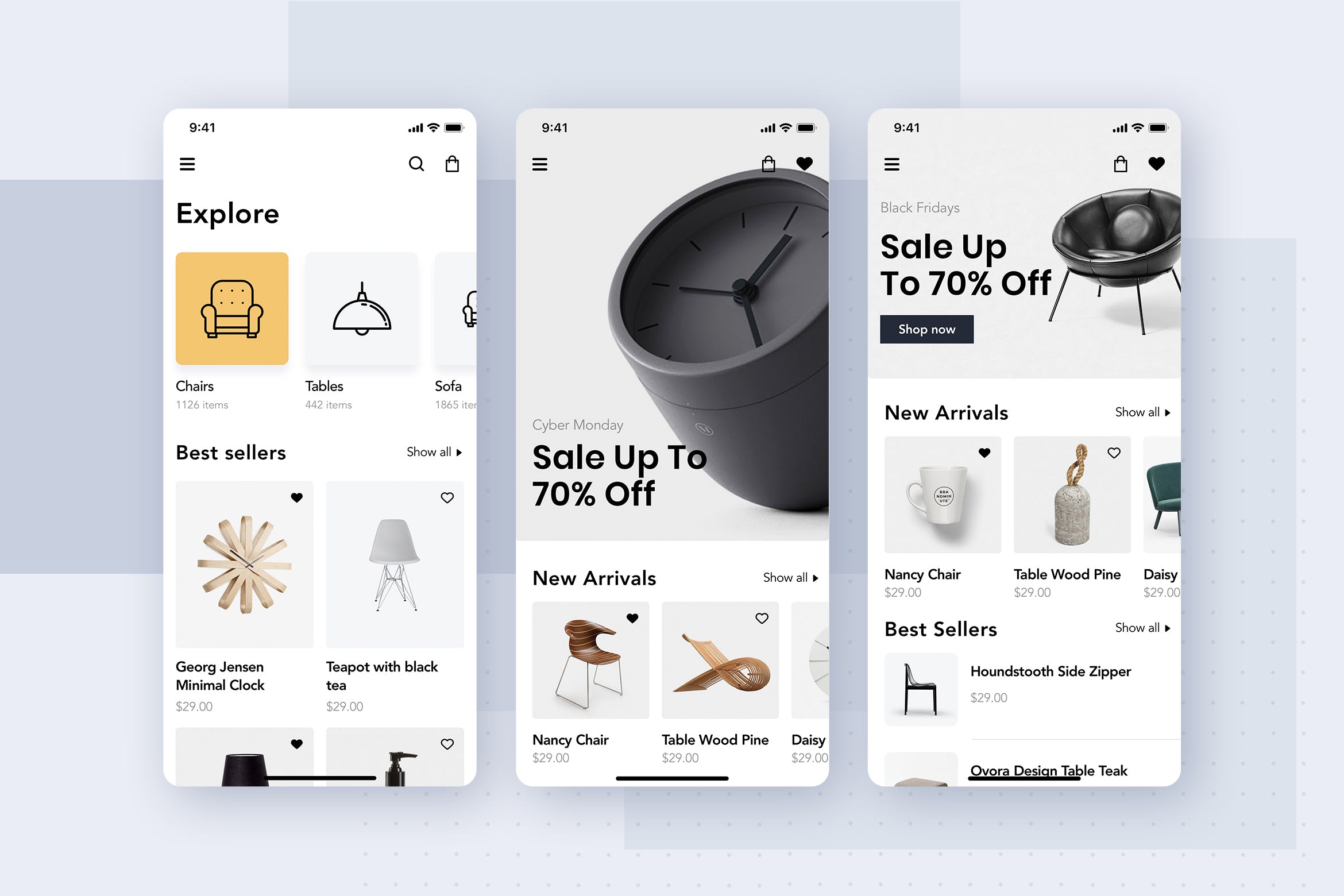 家具网上商城APP应用用户界面设计Sketch模板 Furniture Shop Mobile App UI Concept插图