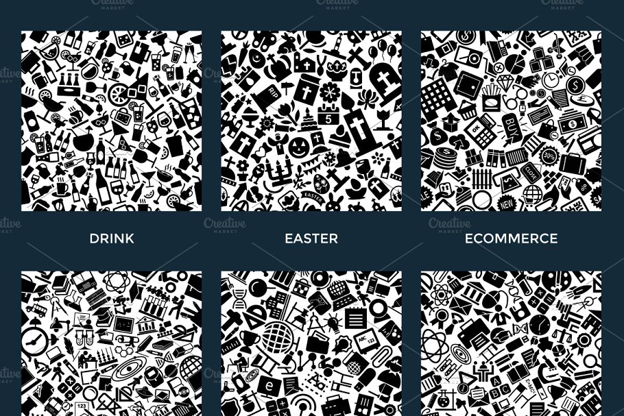 72个主题图标图案纹理 72 Glyph Icon Patterns插图(2)