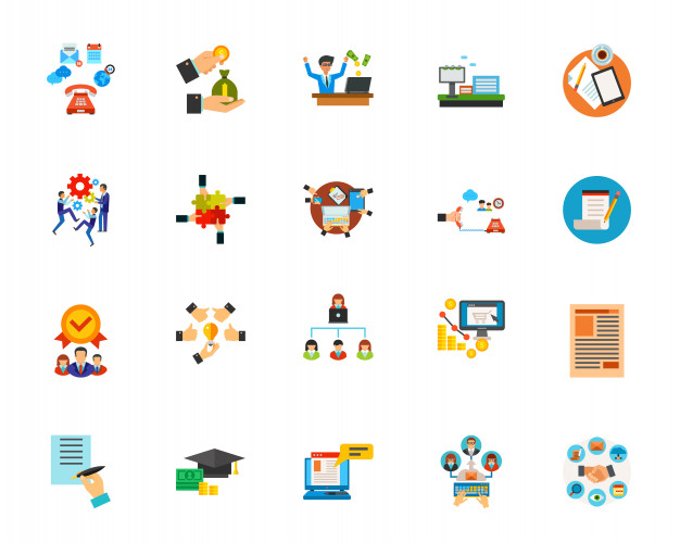 商务合作插画图标合集 Business communication icon set插图