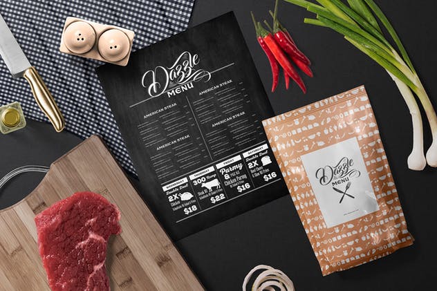 高级餐厅品牌厨房场景样机生成器 Restaurant Menu Mockup Scenes插图(1)