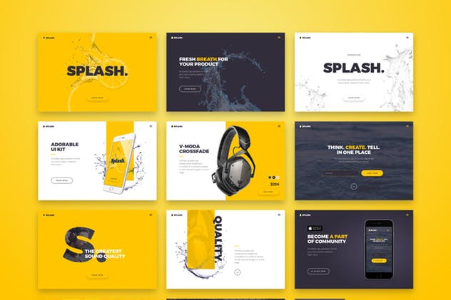 创意着陆页UI套件Sketch模板 Splash UI Kit for Sketch插图(1)