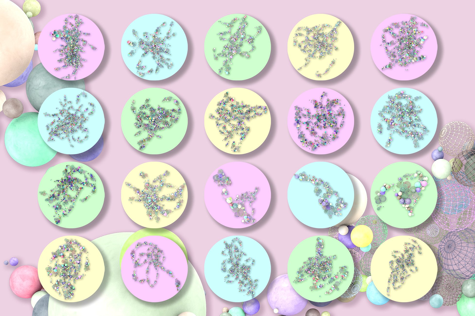 80款彩色球体叠层背景 Spheres插图(2)