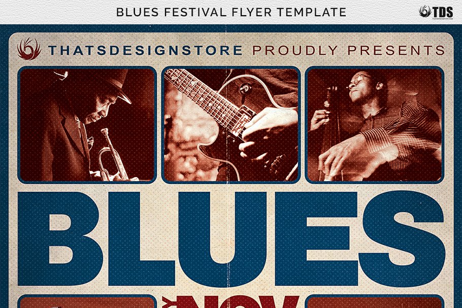 布鲁斯蓝调音乐节传单PSD模板 V2 Blues Festival Flyer PSD V2插图(7)