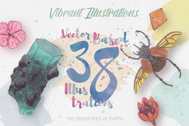 生物系列水彩手绘插画合集Vol.1 Watercolor Creatures vol. 1插图2