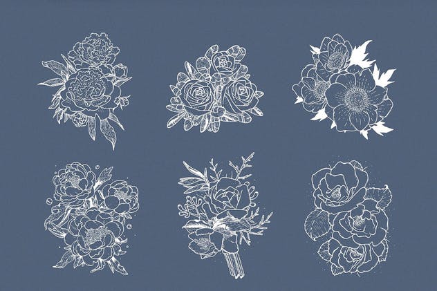 40款水彩图形PS画笔笔刷＆矢量花卉插画素材 Cloudy Watercolor Decorations Set插图3