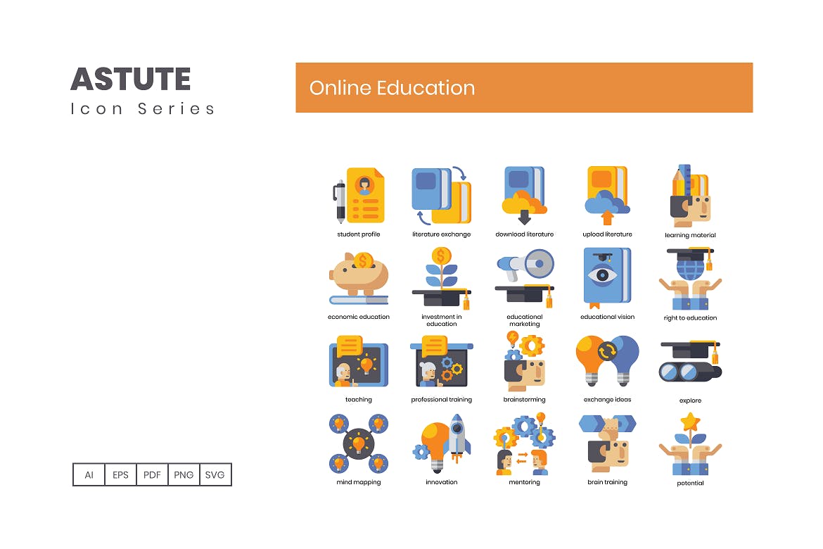 Astute系列-110枚在线教育主题矢量图标素材 110 Online Education | Astute Series插图(4)