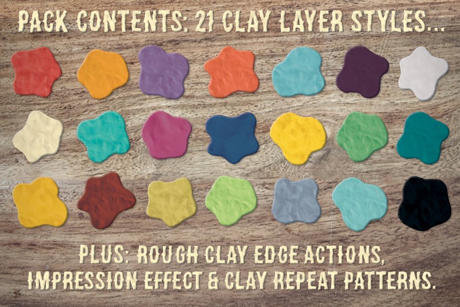21种创意粘土手作图层样式 Digital Clay- Layer Styles & More插图(5)