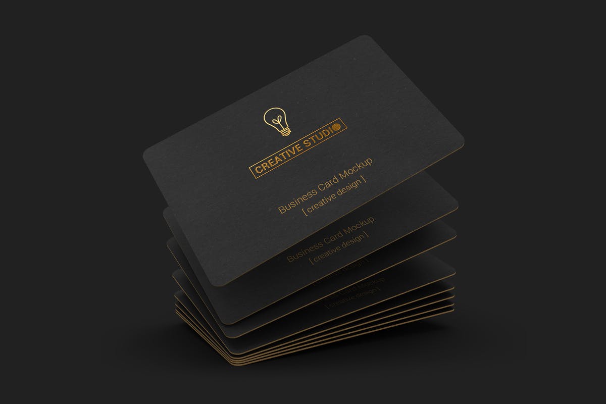 黑色贵宾VIP名片样机 85×55 Black Business Card Mockups插图