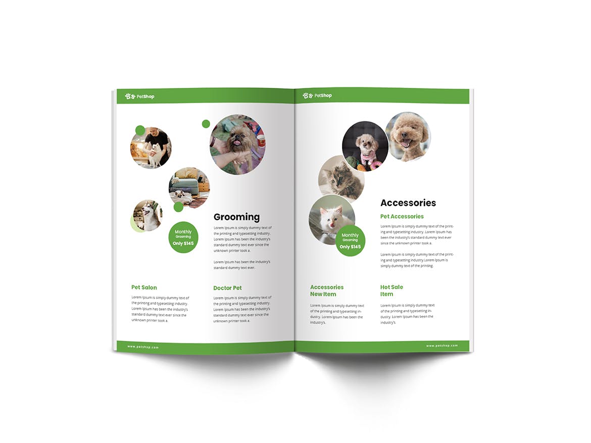 A4纸尺寸宠物医院/宠物店简介画册设计模板 Pet Shop A4 Brochure Template插图(6)