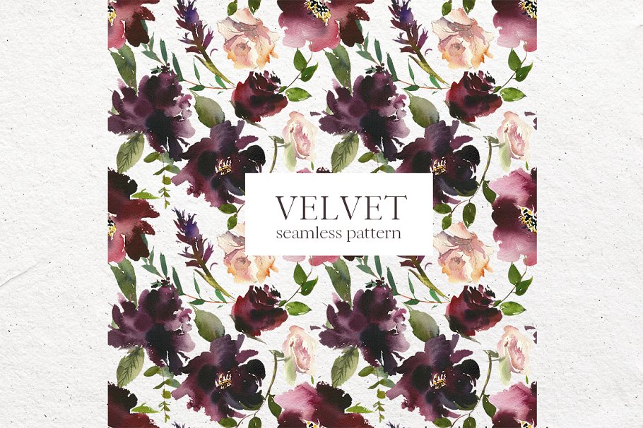 天鹅绒-水彩花卉剪贴画 Velvet – Watercolor Floral Clip Art插图3